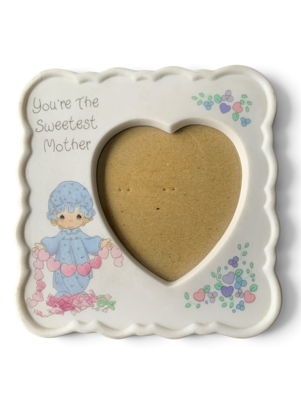 Vintage Precious Moments White Heart Frame “You’re the Sweetest Mother”